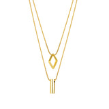 NEHZUS JewelrySimple Kleine Vielzahl von stapelbaren Titanstahl-Halsketten Quadratische lange doppellagige Herbst- und Winter-Pulloverkette