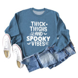 THICK THIGHS AND Loose Bottomed Long Sleeve Letter Sweater Women
