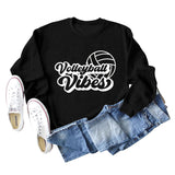 Volleyball Vibes Volleyball Alphabet Print Fashion Backing Long Sleeve Oversize Sweatshirt