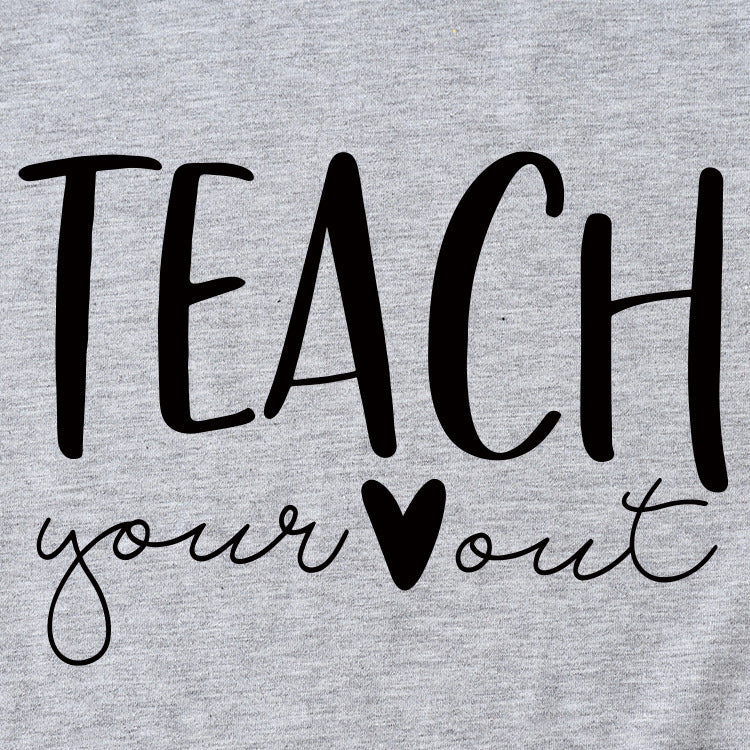 Simple Letter Teach Woman Summer New Casual Short Sleeve T-shirt
