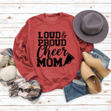 Loud Proud Cheer Mom Letter Print Long-sleeved Sweatshirt