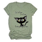 Kurzärmliges T-Shirt mit Rundhalsausschnitt und großem Buchstabendruck „It's Fine I'm Fine“