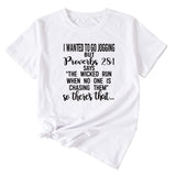 Der Buchstabe „Ich wollte joggen gehen, aber“ – Lässiges, lockeres T-Shirt mit kurzen Ärmeln