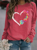 Autumn and Winter Ladies Tops Heart Dog footprint Print Sweatshirt