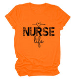 NURSE Life Letter Rundhalsausschnitt Lockeres Kurzarm-Freizeit-T-Shirt für Damen