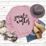 Social Worker Round Neck Fashion Large Size Ladies Long Sleeve Loose Print Sweater
