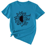 Lettering She Believed She Could Round Neck Short Sleeve T-Shirt for Women