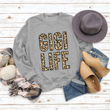 Women's Tops GIGI LIFE Leopard Print Letters Casual Sweatshirt
