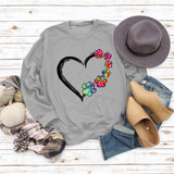 Autumn and Winter Ladies Tops Heart Dog footprint Print Sweatshirt