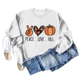 PEACE. LOVE.FALL Letters Love Pumpkin Round Neck Long-sleeved Sweater Women