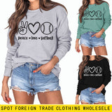 Peace Love Softball Letters Loose Bottoming Long-sleeved Sweater Women