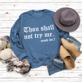 Printed Round Neck Letter Stitching Tops Long Sleeve Thou Shall Not Women's Printed Sweatshirt