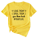 Lässiges T-Shirt mit Rundhalsausschnitt und kurzen Ärmeln mit Buchstabendruck von Love Them Spool