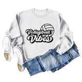 Volleyball Vibes Volleyball Alphabet Print Fashion Backing Long Sleeve Oversize Sweatshirt