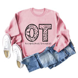 OT Occupational Therapist Letters Women's Crewneck Long-sleeved Sweatshirt