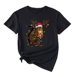 Squirrel Print Woman Casual Crewneck Short Sleeves