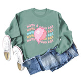 HAVE A GOOD DAY Letters Round Neck Print Bottoming Long-sleeved Sweater Women