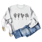 Women's Round Neck Autumn and Winter Women's Four Flower Print Casual Long Sleeved Sweater