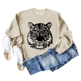 GAME DAY Tiger Letter Loose Bottom Long Sleeves Plus Size Sweatshirt Woman