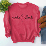 Round Neck Tops Long Sleeve Print Loose Sweatshirt