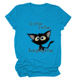 Kurzärmliges T-Shirt mit Rundhalsausschnitt und großem Buchstabendruck „It's Fine I'm Fine“