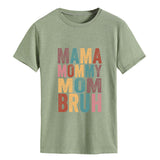 MAMA MOMMY MOM Lettre Mode Col Rond Lâche Manches Courtes T-Shirt