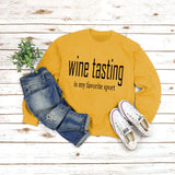 Round Neck Tops Long Sleeve WINE Tasting Print Loose Sweatshirt