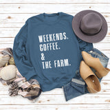 WEEKENDS COFFEE Round Neck Loose Long-sleeved Sweater Women