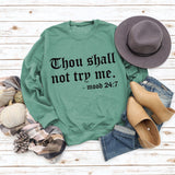 Printed Round Neck Letter Stitching Tops Long Sleeve Thou Shall Not Women's Printed Sweatshirt