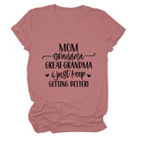 MAMAN GRAND-MÈRE GRANDE MODE LETTRE CREWNECK T-SHIRT À MANCHES COURTES FEMME-Shirt
