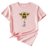 Mode Damenbekleidung Let It Bee Muster Sommer Rundhals Kurzarm Damen