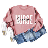 Cardiac Nurse Lettering Loose Crewneck Underneath Long-sleeved Sweatshirt