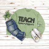 Letter Round Neck Shirt Long Sleeve TEACH Love Printed Loose Sweater