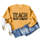 TEACH LOVE INSPIRE Letter Leopard Fall/Winter Leisure Long Sleeve Ladies Large Size Sweater