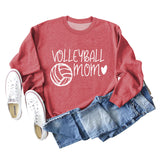 VOLLEYBALL MOM Volleyball Letter Love Round Neck Autumn Winter Long Sleeve Loose Bodysuit