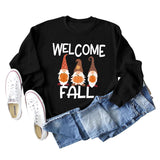 WELCOME FALL Pumpkin Halloween Alphabet Print Autumn and Winter Long Sleeved Large Size Sweater