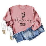 Malinois Mom Letters Puppy Print Fashion Loose Long Sleeve Oversize Sweater