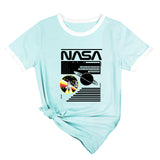 NASA Alphabet Fashion Ladies Loose Printed Short Sleeve T-Shirt