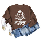 Not Today Vecna Letters Loose Long Sleeve Printed Sweater