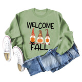 WELCOME FALL Pumpkin Halloween Alphabet Print Autumn and Winter Long Sleeved Large Size Sweater