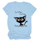 Kurzärmliges T-Shirt mit Rundhalsausschnitt und großem Buchstabendruck „It's Fine I'm Fine“