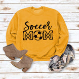 Simple Pullover Round Neck Top Long Sleeve Soccer Mom Printed Loose Sweater