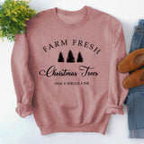 Printed Loose Round Neck Tops Long Sleeve Simple Round Neck Sweater