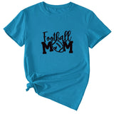 Football Mom Rundhals Damen T-Shirt Lockerer Buchstabe Kurzarm