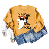 I'm Just Here for Round Neck Loose Casual Ghost Sweater Ladies Long Sleeves.