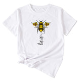 Mode Damenbekleidung Let It Bee Muster Sommer Rundhals Kurzarm Damen