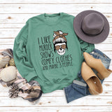 Round Neck Tops Long Sleeve I LIKE MURDER Women's Print Loose Sweatshirt