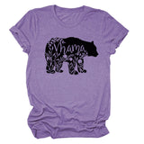 Damen-Oberteile Mama Bear Damen-T-Shirt mit lässigem Buchstaben-Print, kurzärmelig