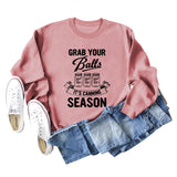 GRAB YOUR BALLS ITS Letters Loose Plus Size Long-sleeved Sweater Women