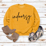 Indoorsy Pullover Round Neck Shirt Long Sleeve Printing Loose Simple Sweater